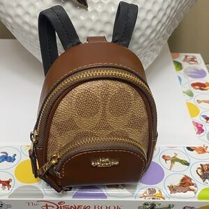 BNWT Coach Mini Backpack Tan/Brown Keychain/Cardholder